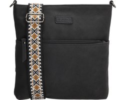 Beagles Malaga Crossbody Schoudertas met Trendy Schouderband - Dames Tas - Zwart.
