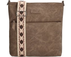 Beagles Malaga Crossbody Schoudertas met Trendy Schouderband - Donkertaupe