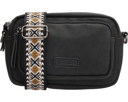 Beagles Malaga Crossbody Schoudertas met Trendy Schouderband - Handig Formaat - Ritsvakken - Dames Tas - Zwart