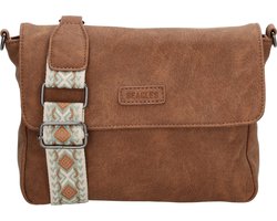 Beagles Malaga Schoudertas Dames - Handtas met telefoonvak - Tas van Imitatieleder met ritssluiting - Bruin