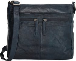 Beagles Maspalomas Crossbody Schoudertas - Handige Ritsvakjes - Leren Dames Tas - Blauw