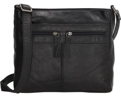 Beagles Maspalomas Crossbody Schoudertas - Handige Ritsvakjes - Leren Dames Tas - Zwart.