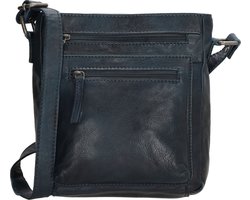 Beagles Maspalomas Crossbody Schoudertas - Handige Ritsvakken - Leren Dames Tas - Blauw.