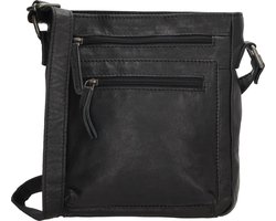 Beagles Maspalomas Crossbody Schoudertas - Handige Ritsvakken - Leren Dames Tas - Zwart.