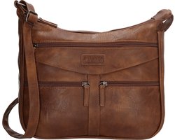 Beagles Murcia Corssbody Schoudertas Trendy Bag Handige Ritsvakken - Dames Tas - Bruin