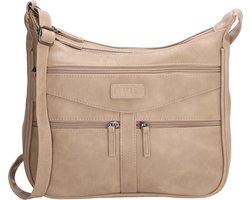 Beagles Murcia Corssbody Schoudertas Trendy Bag Handige Ritsvakken - Dames Tas - Taupe.