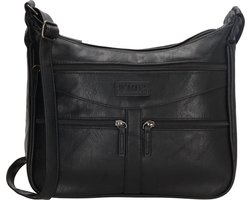 Beagles Murcia Crossbody Schoudertas Trendy Bag Handige Ritsvakken - Dames Tas - Zwart