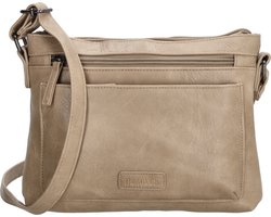 Beagles Murcia Crossbody Schoudertas - Vegan Leer - Handige Ritsvakken - Dames Tas - Taupe