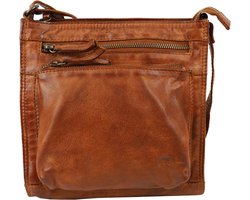 Bear Design Medium Crossbodytas / Schoudertas Dames - Leer - Davita - Cognac