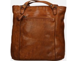 Bear Design Medium Schoudertas Dames - Leer - Sandy - Leren Anti Diefstal Rugtas voor Vrouwen - Cognac