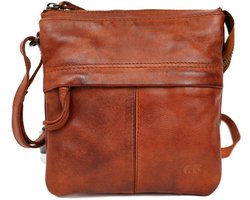 Bear Design Monique Leren Schoudertas Dames – Cow Lavato– Cognac