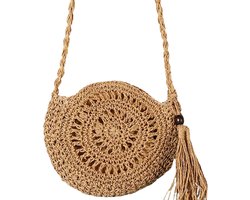 Boho Ibiza Crossbody Tas – Rieten look Handtas voor Dames – Retro Schoudertas klein voor Zomer, Strand, School & Vakantie – Lichtgewicht, Modieus – Perfect voor Festival, Reizen & Dagjes Uit – Schoudertassen voor Vrouwen – Handtas – Cowboysbag