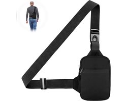 Borsttas Sling Bag: verstelbare schouderrugzakken, lichtgewicht koerierstas, waterdichte schoudertas, mini-borsttas, heren dames voor reizen, fietsen, hardlopen (zwart), zwart