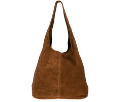 Bruine Suède Schoudertas Lili - Handtassen - Hobo Tassen - Shoppers - Ruime Suède dames tassen - Bruin