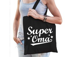 Cadeau tasje Super Oma - zwart - katoen - moederdag - verjaardag - bedankt