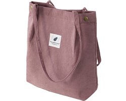 Canvas tas dames - geschikt voor reizen, winkelen, strand, winkelen, enz. - leer roze