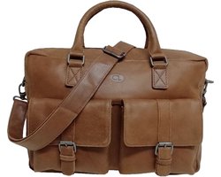 Castillo Hunter Milano Leren Westernbag / Laptoptas - Geschikt voor 15,6 inch Laptop | 28x40x12cm | Professioneel en Stijlvol | Laptop Tas Leer voor Dames & Heren - Cognac