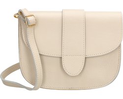 Charm London Anna Crossbody Schoudertas - Leren Dames Tas - Beige