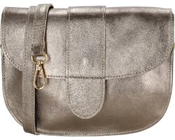 Charm London Anna Schoudertas - Crossbody - Leer - Metallic - Afneembare/Verstelbare Schouderband - Leren Dames Tas - Champagne