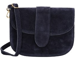 Charm London Anna Schoudertas - Crossbody - Suede - Leer - Leren Dames Tas - Blauw