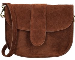 Charm London Anna Schoudertas - Crossbody - Suede - Leer - Leren Dames Tas - Cognac