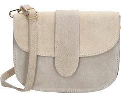 Charm London Anna Schoudertas - Crossbody - Suede - Leer - Leren Dames Tas - Zand.