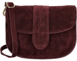 Charm London Anna Schoudertas - Crossbody - Suede - Leer - Leren Tas - Bordeaux rood