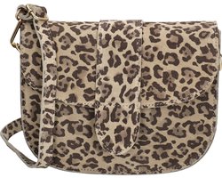 Charm London Anna Schoudertas - Suede - Crossbody - Leer - Dames - Leren Dames Tas - Luipaard.
