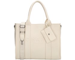 Charm London Bond Handtas - Schoudertas - 42 x 34 x 16 cm - Laptoptas 15,6 inch - Crossbody - Handige Etui - Dames Tas - Gebroken wit