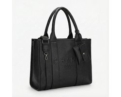 Charm London Bond Handtas - Schoudertas - 42 x 34 x 16 cm - Laptoptas 15,6 inch - Crossbody - Handige Etui - Dames Tas - Zwart