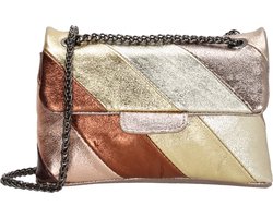 Charm London Elisa Crossbody Schoudertas Avondtasje - Leren Dames Tas - Multi goud