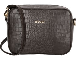 Charm London Midwood Crossbody Schoudertas Krokodillen Leatherlook - Dames Tas - Donkerbruin