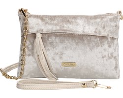 Charm London Velvet Schoudertas - Dames Tas - Crème