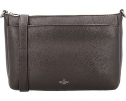 Charm London Washington Schoudertas - Crossbody - Leer - Praktisch - Leren Dames Tas - Donkerbruin.