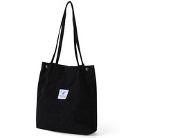 Corduroy Tote Bag - Schoudertas - praktisch voor dagelijks gebruik - 1 - zwart