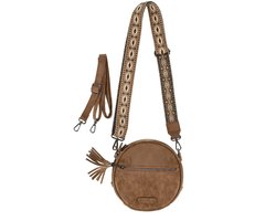 Crossbody Tas Dames Cognac met 2 Schouderbanden – Brede Bag Strap + Verstelbare Band – Kleine Schoudertas / Telefoontasje met Ritssluiting