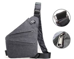 Crossbody tas - Schoudertas - Borsttas - Reistas - Telefoontasje - Anti-diefstal reistas - Dames wikkeltas - Vier zakken - Verstelbare schouderband - Unisex - Geschikt voor reizen, sport en werk - Grijs