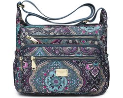 Dames Crossbody Tas Waterdicht Nylon Schoudertas met Veel Vakken