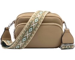 Dames Schoudertas Beige – Trendy Damestas – Bag Strap – Kleine Schoudertas met Ritssluiting – Cadeau Dames - Moederdag