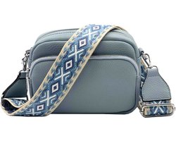 Dames Schoudertas Lichtblauw – Trendy Damestas – Bag Strap – Crossbody Tas - Schoudertas Veel Vakken - Kleine Dames Schoudertasje