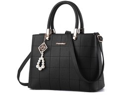 Dames Schoudertas – PU Leren – Grote Opbergruimte – Zwart – 29×13×22cm