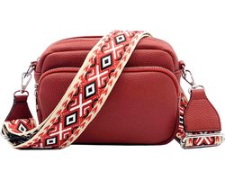 Dames Schoudertas Rood – Trendy Damestas – Bag Strap – Crossbody Tas - Schoudertas Veel Vakken - Kleine Dames Schoudertasje