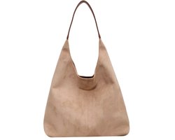 Dames Schoudertas - Suede-look Hobo Tas - Camel Beige Zandbeige - Handtas – Zacht, stijlvol & veelzijdig