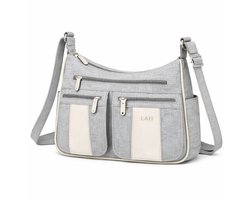 Dames schoudertas - Veel Vakken - Tas Dames - Grijs / Beige
