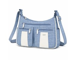 Dames schoudertas - Veel Vakken - Tas Dames - Jeans blauw