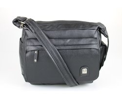 Dames Schoudertas Zwart - Schoudertas Veel Vakken - Klein Tasje - Damestas - Werktas - 6 Vakken