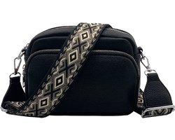 Dames Schoudertas Zwart – Trendy Damestas – Bag Strap – Kleine Schoudertas met Ritssluiting – Crossbody Tas - Tassenriem