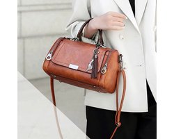 Dames tas- Schoudertas – Luxe PU Leren Schoudertas & Crossbody – Designer Look – Ruime Damestas –kastanjebruin