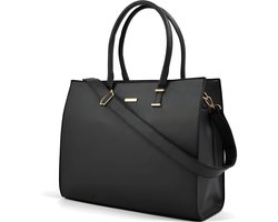 Dames tassen - Schoudertas met 3cm brede band / schouderriem - Sophie Siero Max zwart - Dames tas en Shopper - Werktas - Schooltas - Geschikt voor Laptop 15 inch en A4