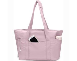 Dameshandtas/laptoptas, onmisbaar voor op reis, grote shopper met ritssluiting en handvat aan de bovenkant, geschikt voor reizen en werk - roze
